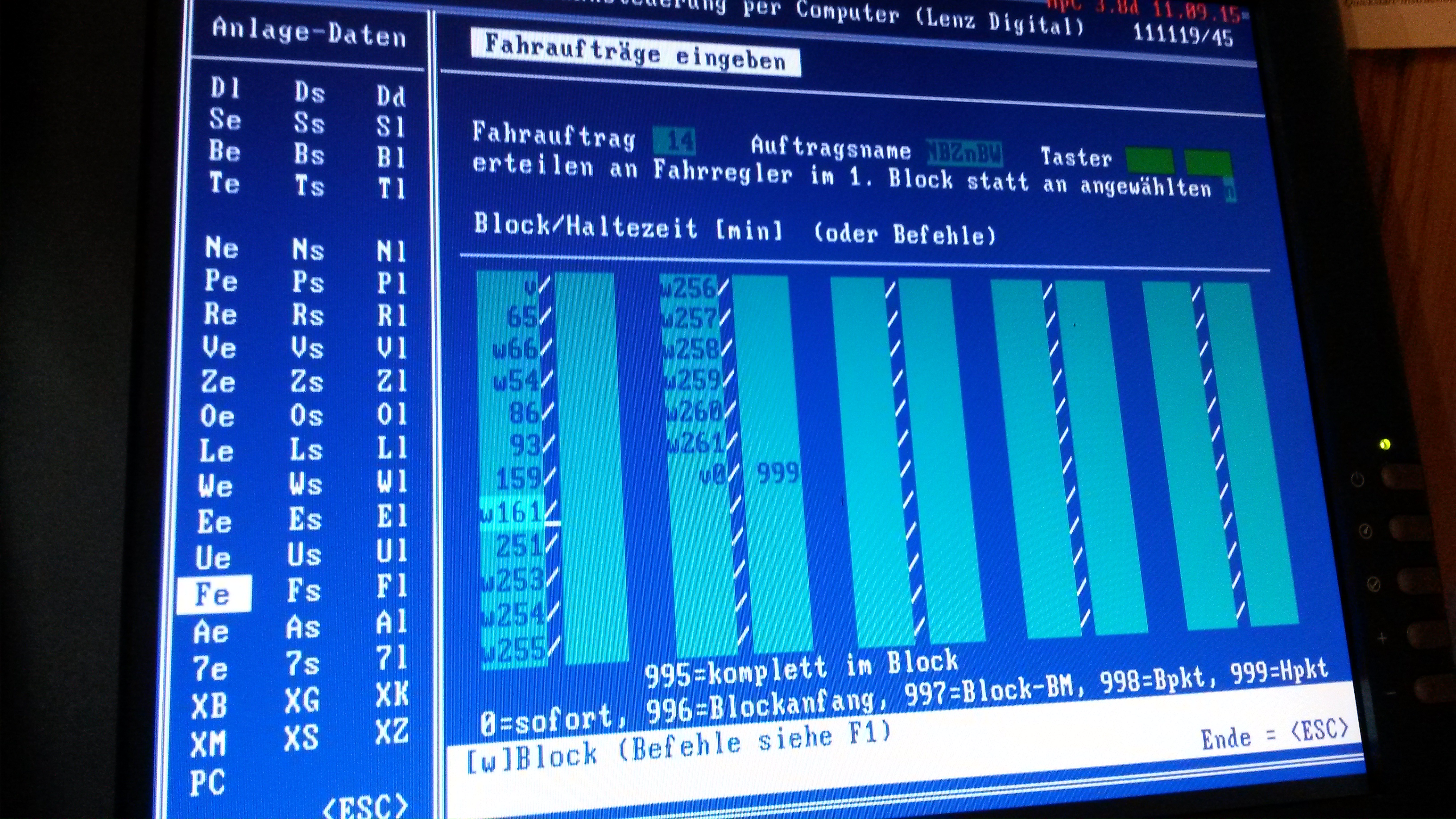 10)	Computersteuerung Fahrbetrieb